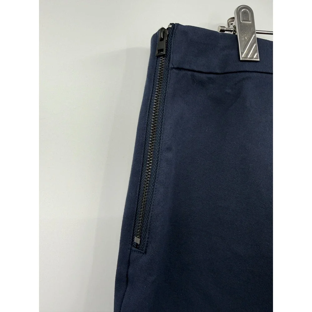 Everlane‎ The City Ankle Pants Navy Blue Side Zip Cotton Blend Women's Size 12